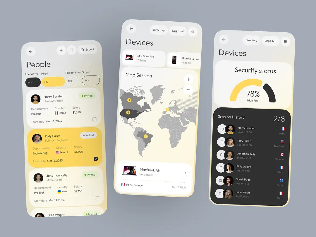 Agentic assistant dashboard screens