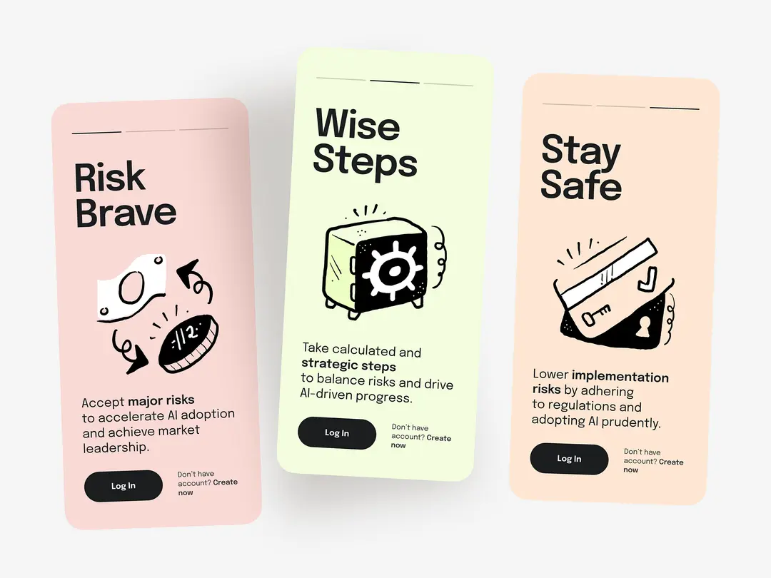 Onboarding screens for an AI product